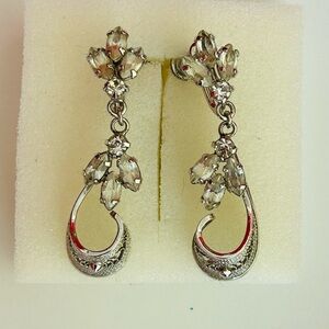 Vintage Sterling Silver Crystal Drop Earrings